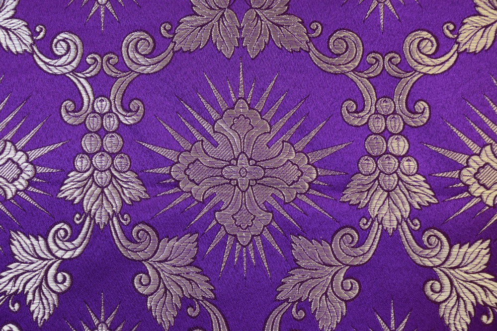 Парча ЛОЗА, фиолетовая с серебром, шир. 150 см, Рахманово