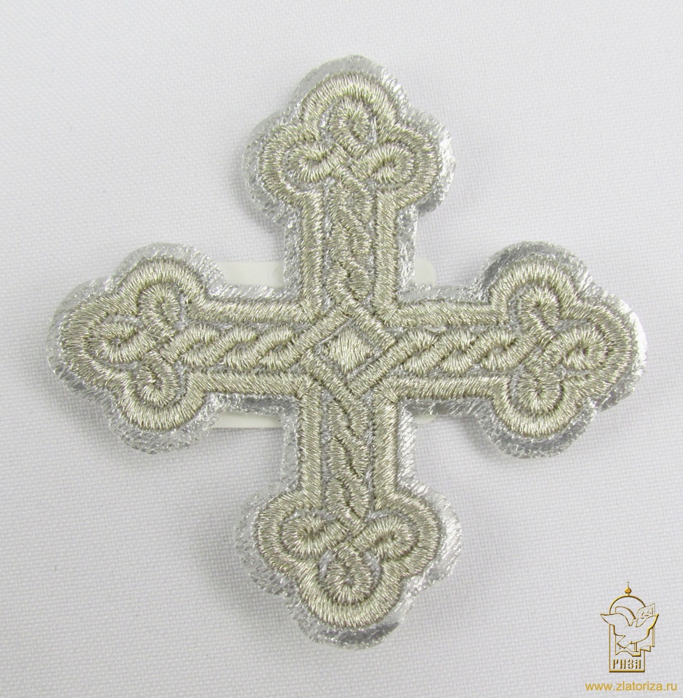 Крест 4 ОКРУГЛАЯ ПЛЕТЕНКА, лаке с серебром,6-7 см