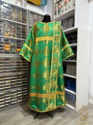 Диаконский стихарь шелк, зеленый с золотом.