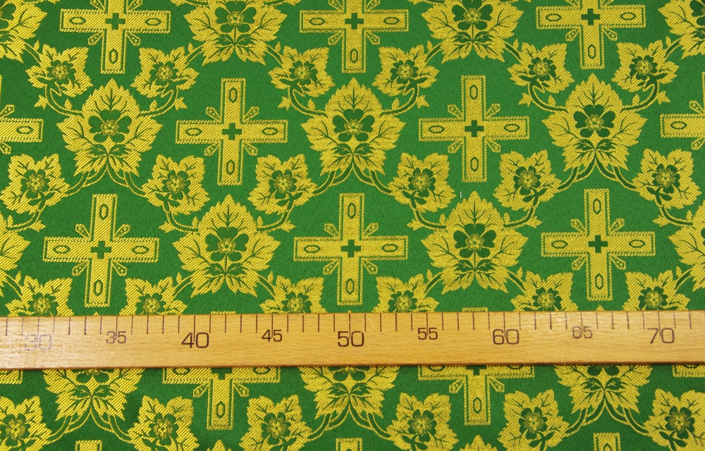 Шелк ВЕНЕЦ, зеленый с золотом, шир. 150 см, Рахманово