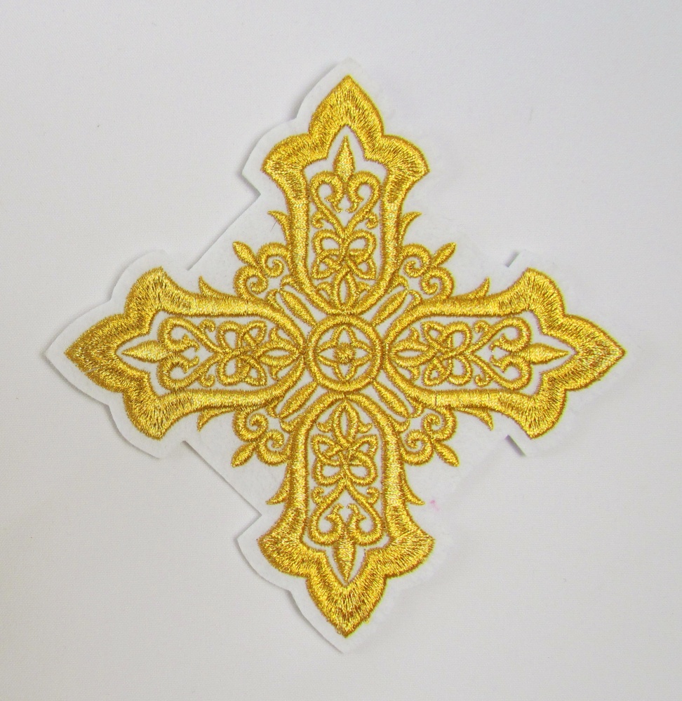 Крест 1 ВИЗАНТИЯ белые с золотом,14,5 -16 см