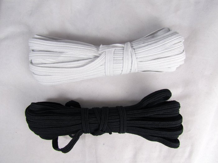 Резинка белая/черная, 7, 9 мм (10 метров в упаковке)