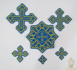 Набор крестов КАНОН W 002, иерейский, синий с золотом, 14 шт,