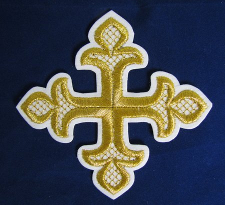 Крест 2 КАПЛЕВИДНЫЙ, белый с золотом, 10-12 см