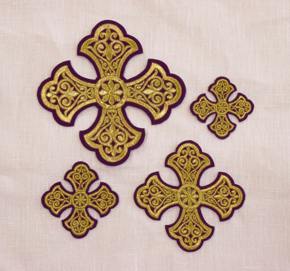 Крест 3 УЗОРНЫЙ фиолетовый с золотом,8-9 см