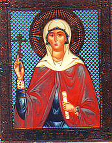 Икона Клавдия святая мученица М070 двойное тиснение 3,1х3,8 на деревянной доске