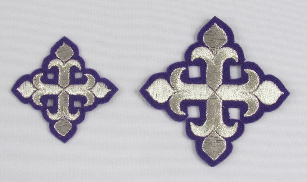 Набор крестов, дьяконский, КАПЛЕВИДНЫЙ, фиолетовый с серебром, 10 шт