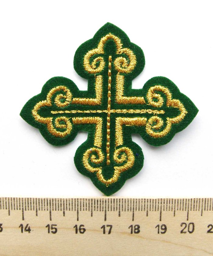 Крест 4 КАШТАН, зеленый с золотом,6-7 см