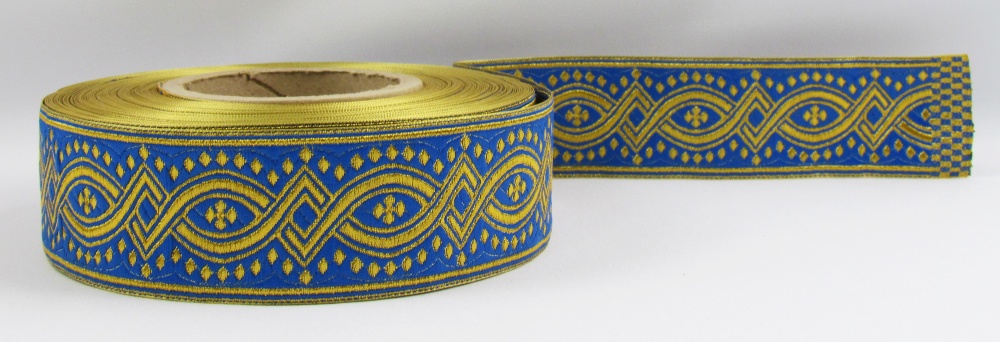 Галун КОСТРОМА, синий с золотом, шир. 5 см, РА