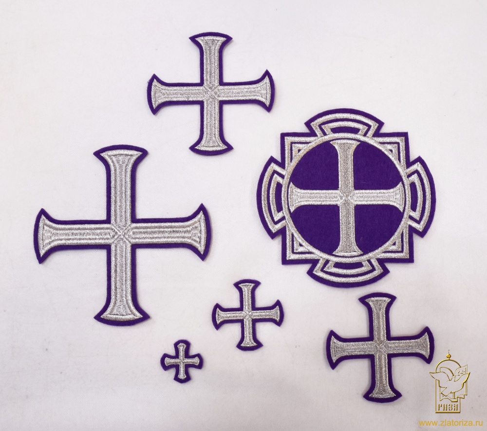 Набор крестов, иерейский, БУЛАТ, фиолетовый с серебром, 14 шт