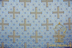 Парча Греция АФОН, голубая с золотом, шир. 150 см