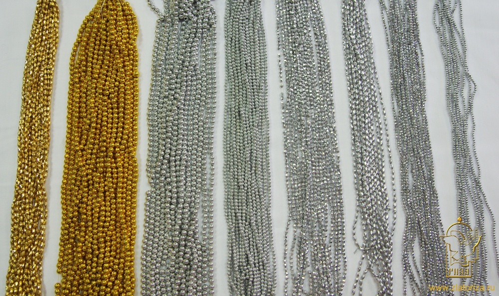 Бусы декоративные пластиковые (золото, серебро, цветные)