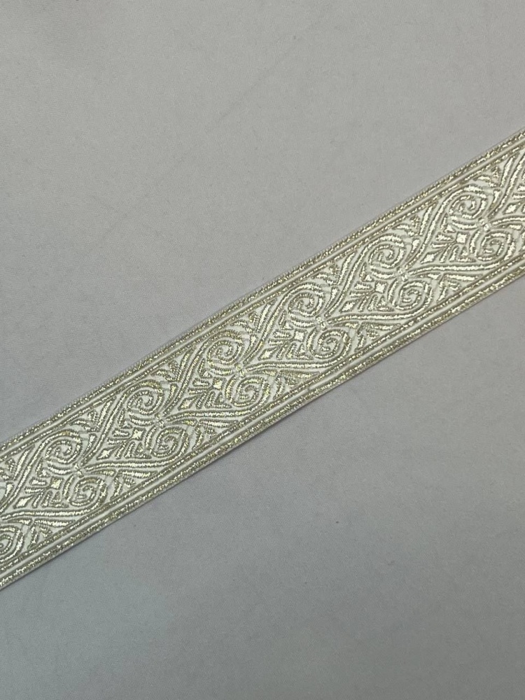 Галун АФИНЫ, белый со светлым серебром, шир. 4 см, РА