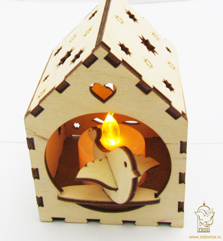 Пасхальный домик с подсветкой Птичка. Сборная деревянная модель