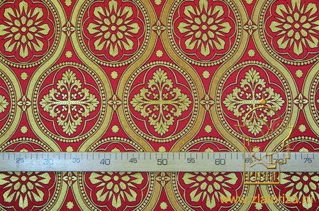 Парча ВИЗАНТИЯ, красная с золотом, шир. 150 см, Рахманово