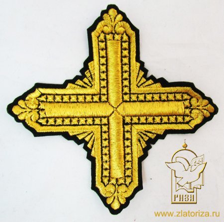 Крест 1 КВАДРАТ, черный с золотом,14,5 -16 см