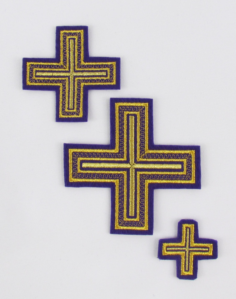 Набор крестов, иерейский, АНДРЕЕВСКИЙ, фиолетовый с золотом, 14 шт