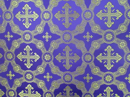 Парча ГУСЛИЦА, фиолетовая с золотом, шир. 150 см, Рахманово