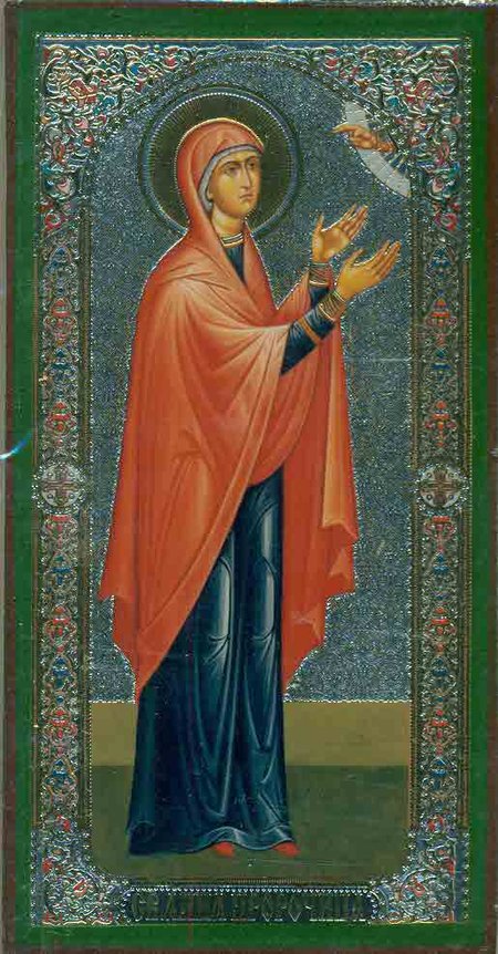 Икона Анна святая пророчица (ростовая) Б356 двойное тиснение 6,5х12,5 см на деревянной доске
