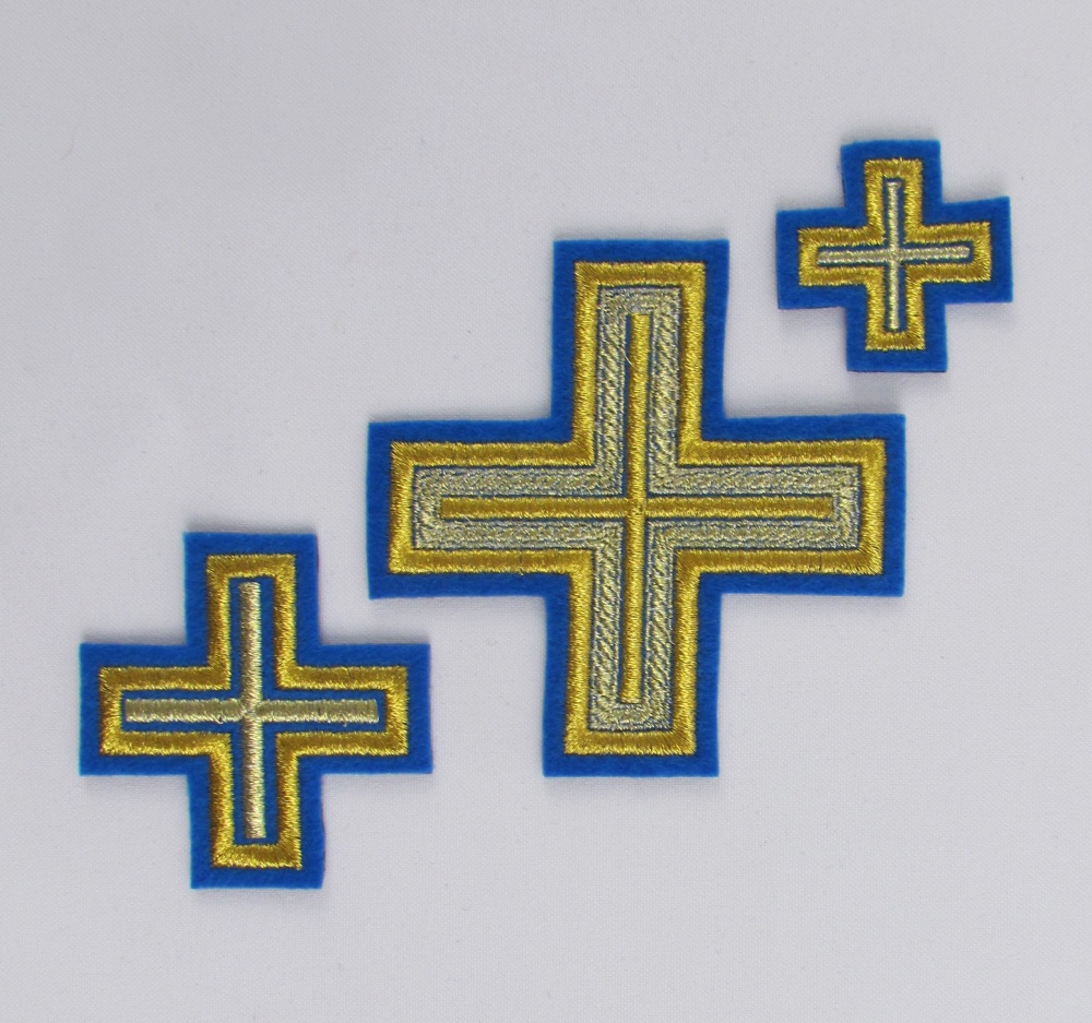 Набор крестов, иерейский, АНДРЕЕВСКИЙ, голубой с золотом, 14 шт