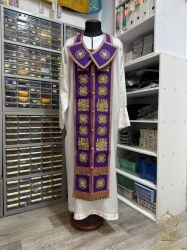 Епитрахиль + поручи, фиолетовая с золотом, вышитая, с сумочкой