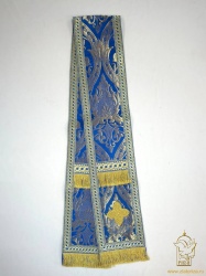Закладка синяя с золотом с канительным крестом