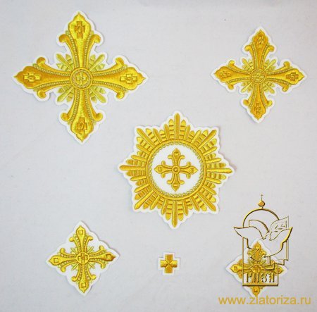 Набор крестов, архиерейский, белый с золотом, 21 шт, В