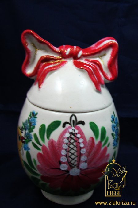 Яйцо-шкатулка (банка для сыпучих продуктов) цветная, 11х19 см, ручная роспись, керамика, 2954069