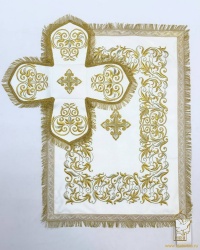 Покровцы шелк, белые с золотом, ПВ