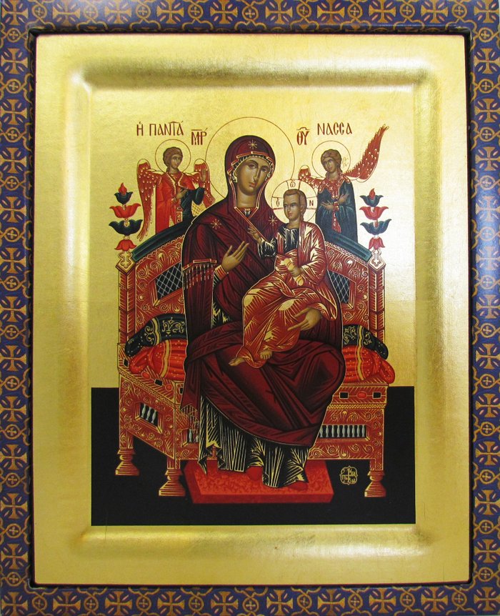 Икона Всецарица Божией Матери шелкография 29х23 см, ковчег, на деревянной доске