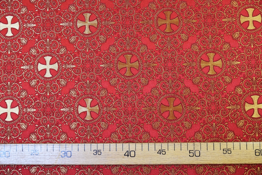 Шелк АЛАНЬЯ малая, красный с золотом, шир. 165 см
