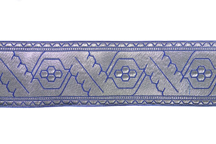 Галун ДУБОК, голубой с серебром, шир. 6 см, ФР
