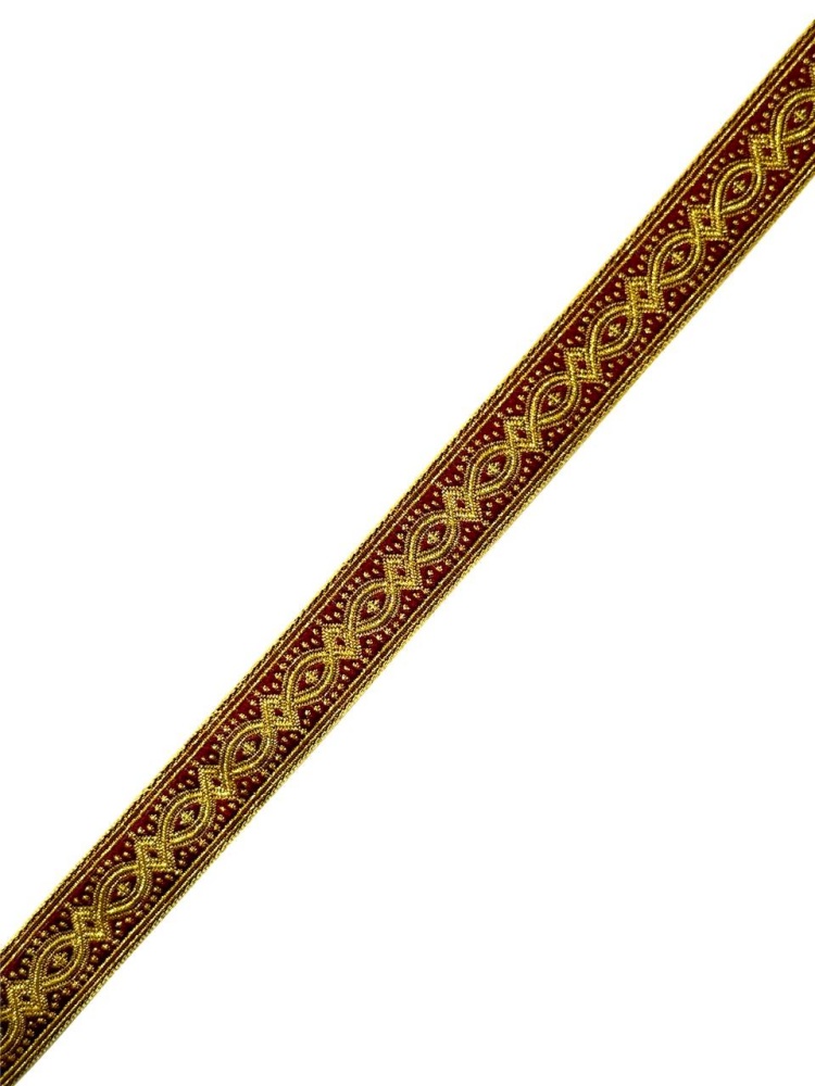 Галун КОСТРОМА, бордо с золотом, шир. 2,2 см, РА