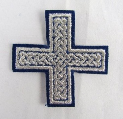 Крест 4 ПРЯМАЯ ПЛЕТЕНКА, синий с серебром,6-7 см