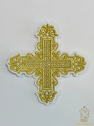 Крест 1 УЗОР белый с золотом, 14,5 -16 см