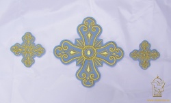 Набор крестов, диаконский, СЕРДЕЧКО, голубой с золотом, 10шт Набор крестов, диаконский, СЕРДЕЧКО, голубой с золотом, 10шт