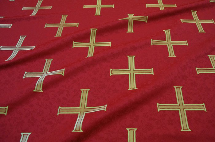 Шелк ЕФРОСИНИЯ, красный с золотом, шир. 150 см, Рахманово