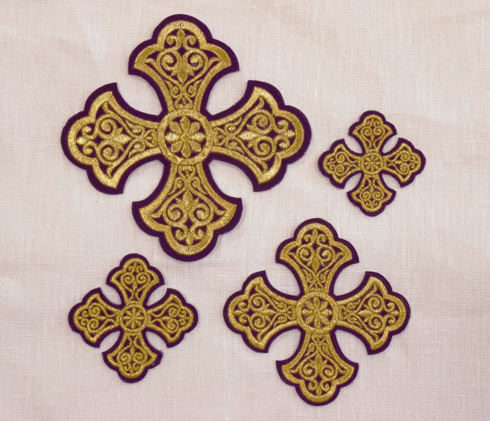 Крест 1 УЗОРНЫЙ фиолетовый с золотом,14,5 -16 см