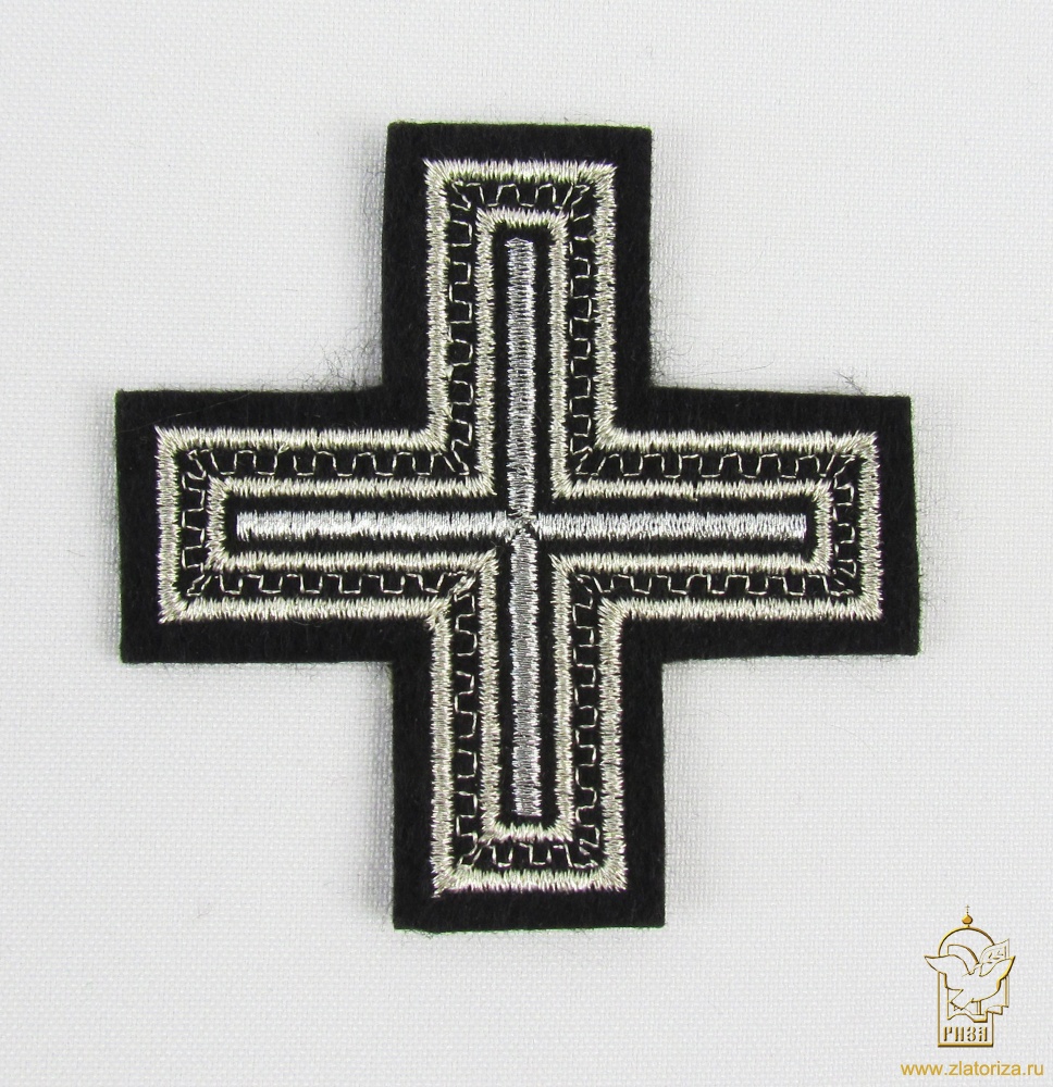 Крест 3 АНДРЕЕВСКИЙ, черный с серебром, 8-9 см