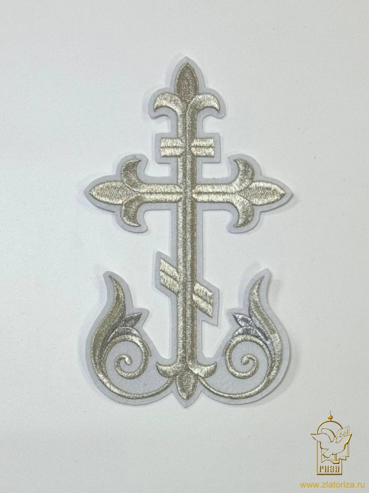 Крест Престол/Жертвенник РАСЦВЕТШИЙ КРЕСТ белый с серебром, 21-26 см