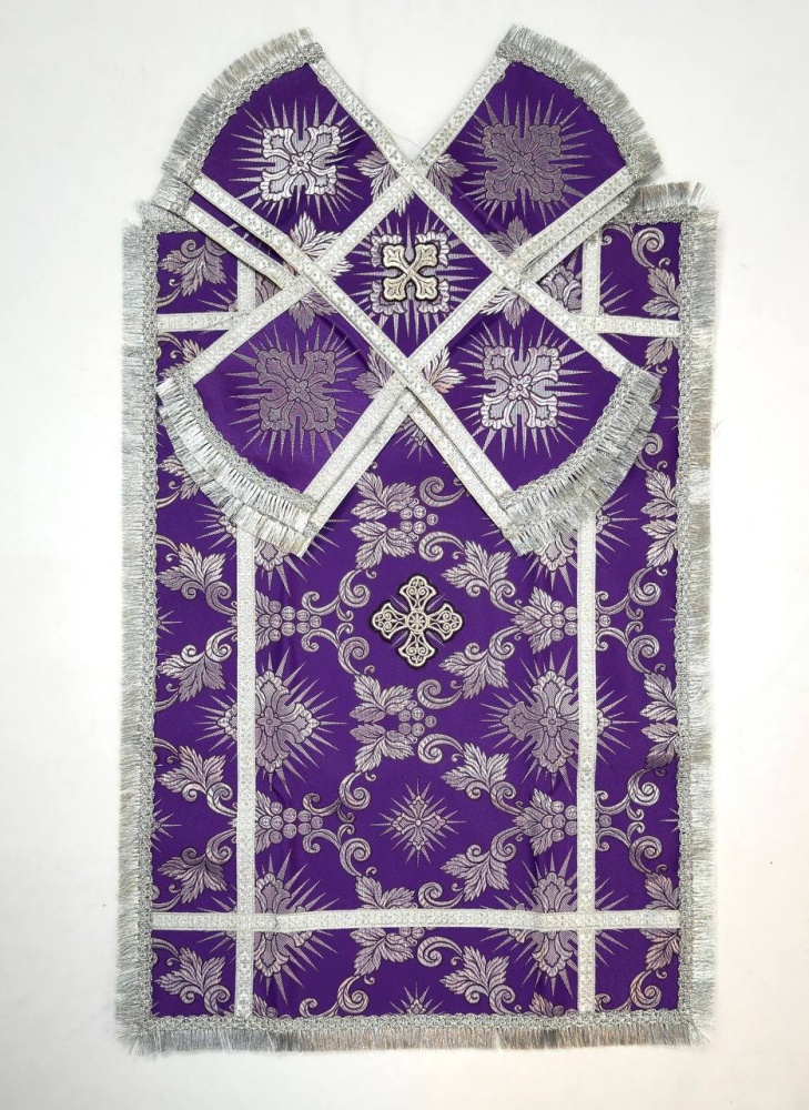 Покровцы парча, фиолетовые с серебром