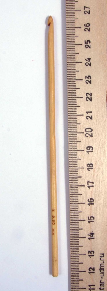 Крючок вязальный диаметр 3,5 мм, бамбук, 15 см