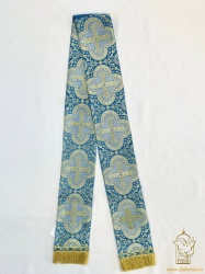 Закладка для служебных книг, шелк, голубая с золотом, шир. 12 см Закладка для служебных книг, шелк, голубая с золотом, шир. 12 см