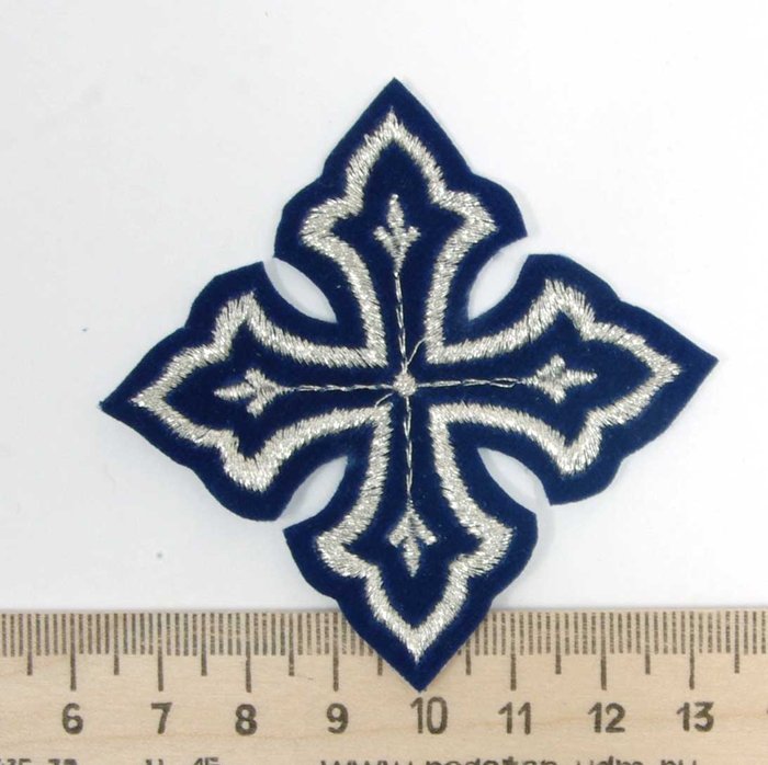 Крест 4 ПРОСТОЙ, синий с серебром,6-7 см