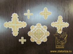 Набор крестов, иерейский, УЗОР белый с золотом, 14 шт, арт. 22441