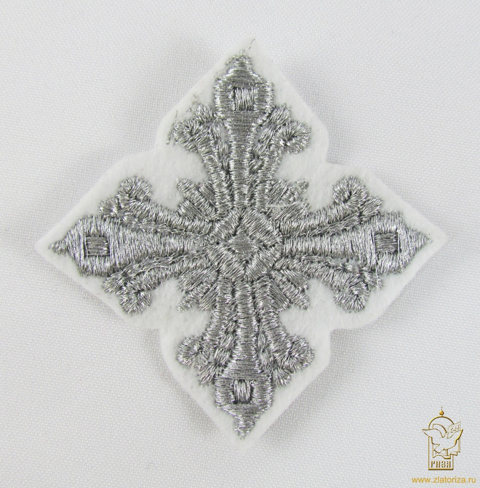 Крест 4 ВАНИН, белый с серебром,6-7 см