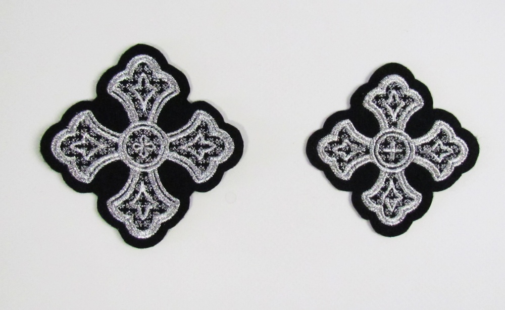 Набор крестов, дьяконский, КРУЖЕВНИЦА, черный с серебром, 10 шт