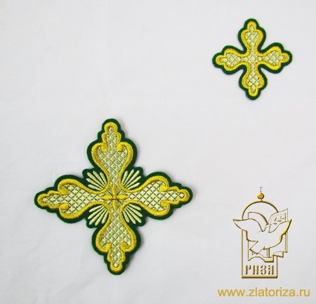 Набор крестов, иерейский, ЛИСТЬЯ, зеленый с золотом, 14 шт, арт. 22133