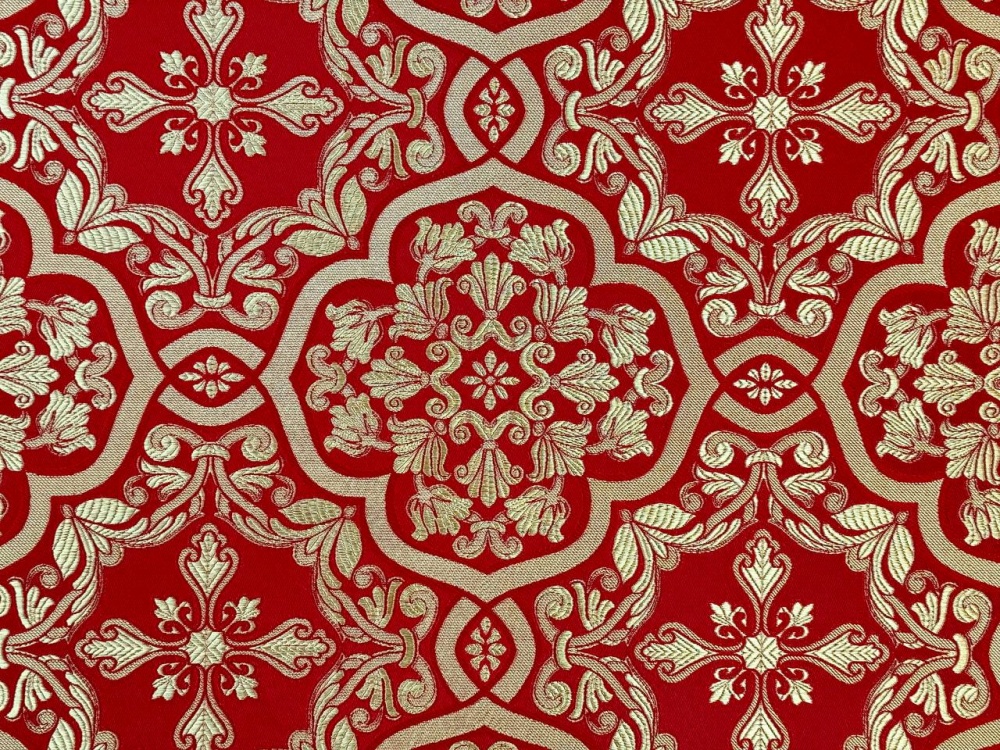 Шелк БЛАГОВЕСТ, красный с золотом, шир. 150 см, Рахманово