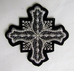 Крест 4 БОЧКА, черный с серебром,6-7 см